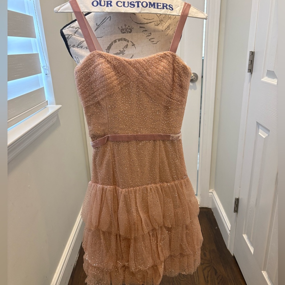 Marchesa Notte Blush Sparkle Tulle Dress Size 0